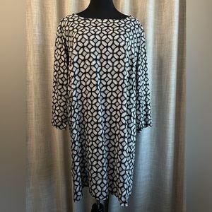 Print Dress with 3/4 Length Sleeves